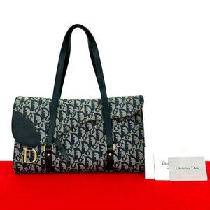 Dior Saddle Bag Trotter Pattern Canvas Leather